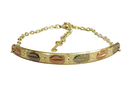 Tri Color Plated 6mm Fashion Charm Bangle Bracelet